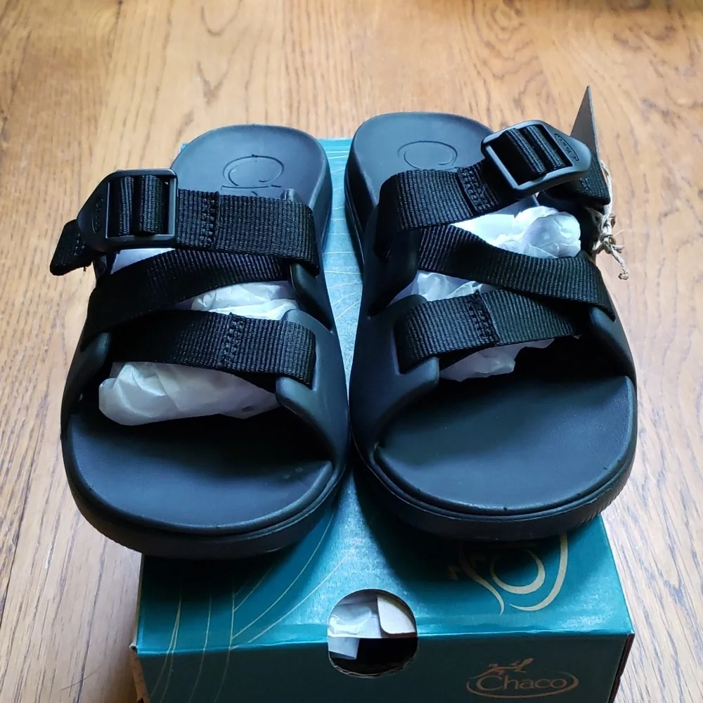 NIB Chaco Chillos Slide Sandal In Black Kids Size 3
